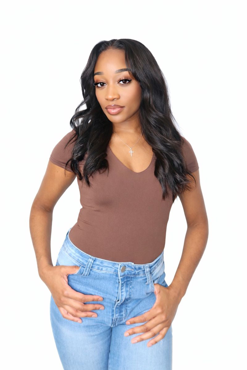 Vie – Basic Casual Solid-Color Bodysuit