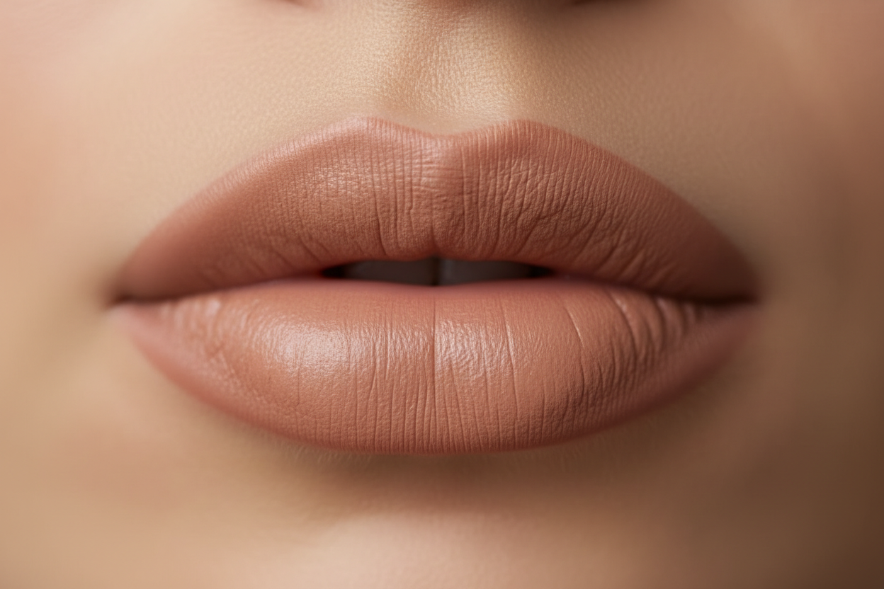 generate warm nude lip picture for matte lipstick