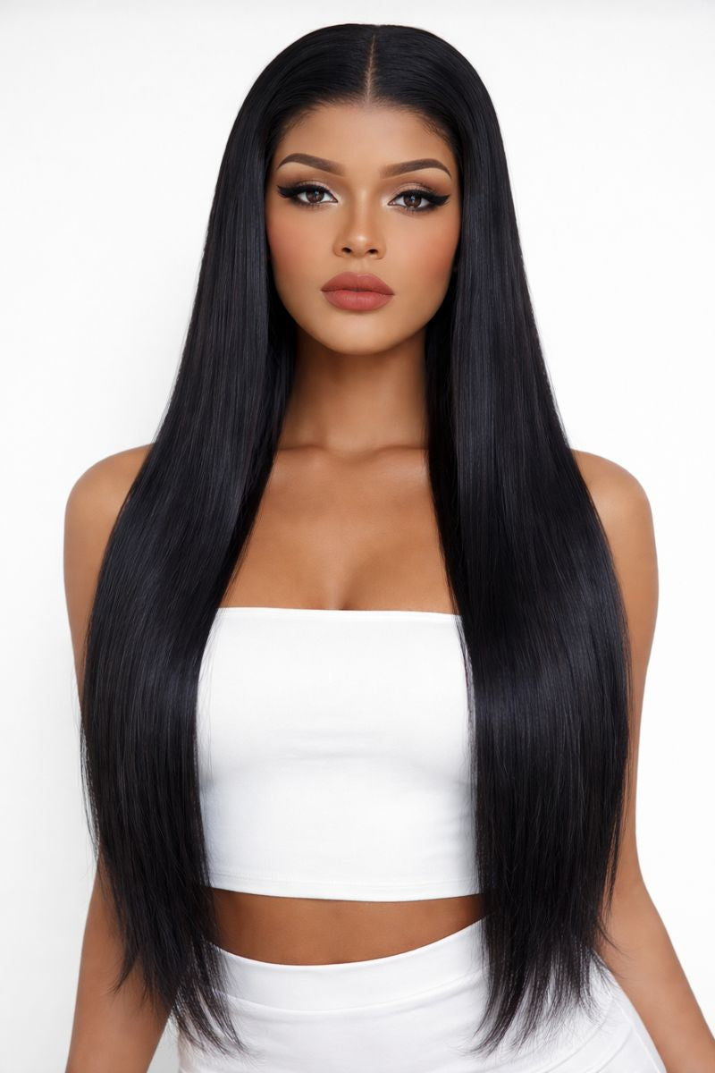 Vernalee Hair – Pre-Bleached Glueless HD Lace Straight 6×4 Closure Wig, 180% Density, 14–28 Inches, Natural Color, Wear-and-Go