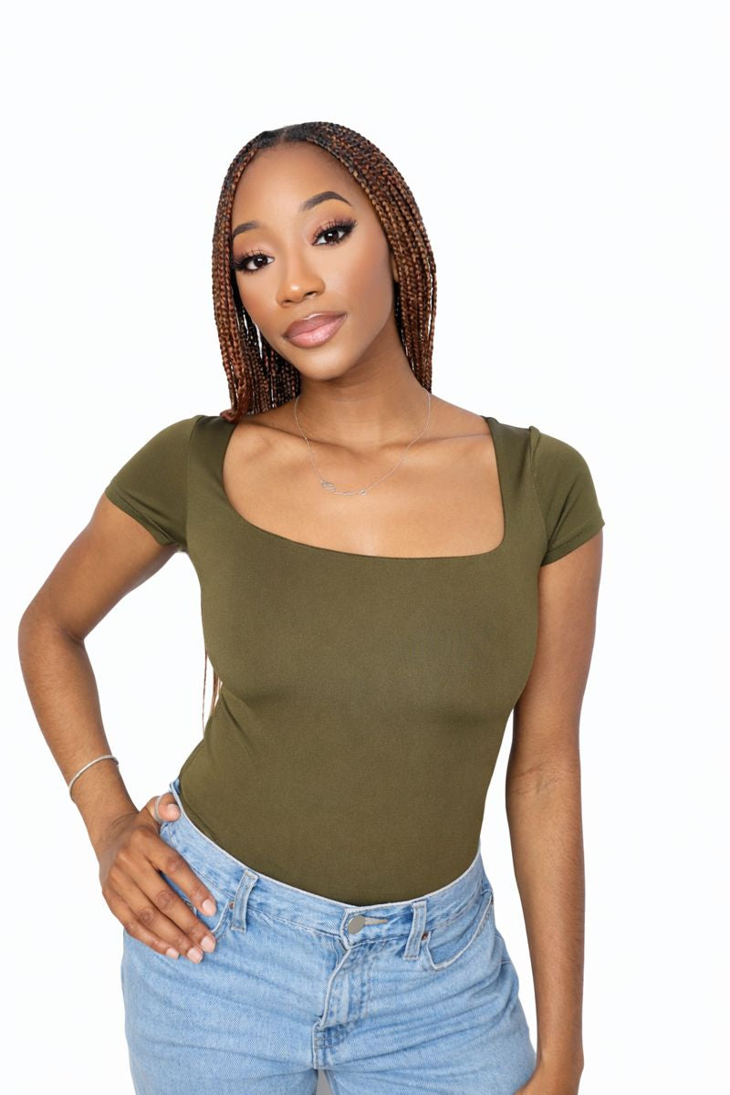 Vie – Basic Casual Solid-Color Bodysuit